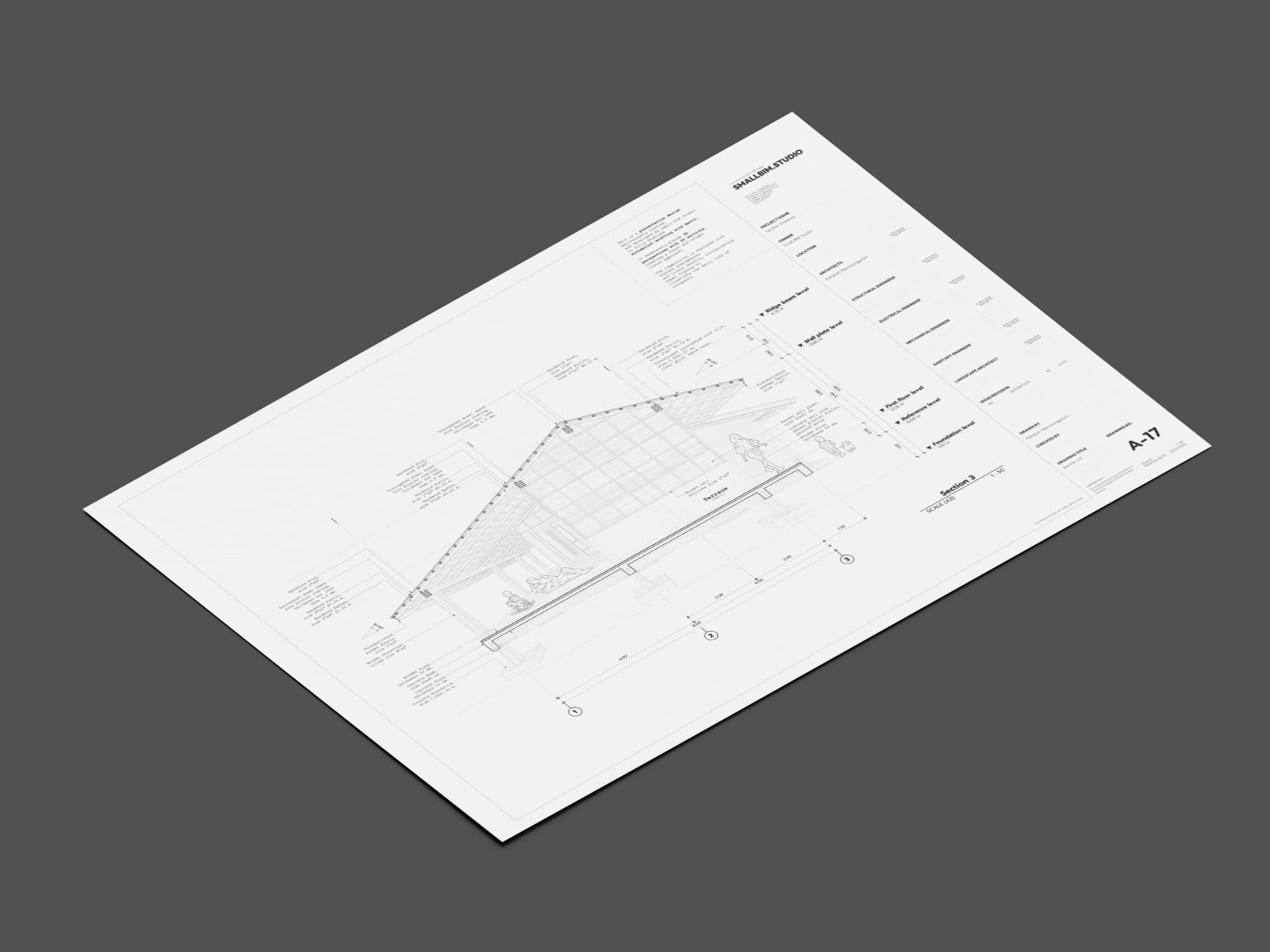 แบบ Section (A-17) — Small BIM Studio
